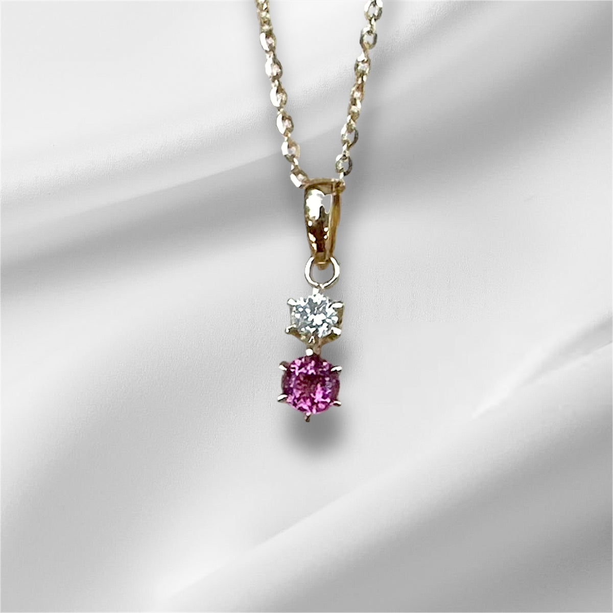 K18 ダイヤモンド、ピンクトルマリンペンダント – ジュエリー＆輸入